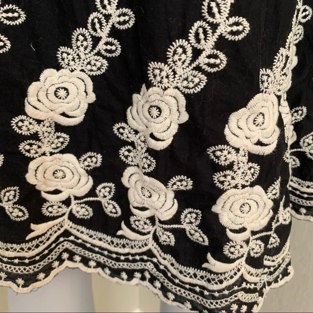 KAREN KANE Embroidered Floral Sleeveless Dress Cotton Black & Creme - Picture 13 of 15